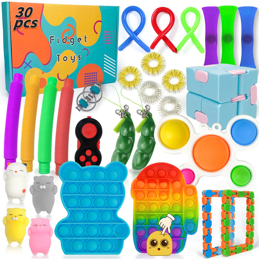 AOVRO (30 Pcs) Fidget Toys Set Fidget Packs Stress Relief and Anti-Anxiety Toys Bundle for Kids&Man or Woman WJ-10