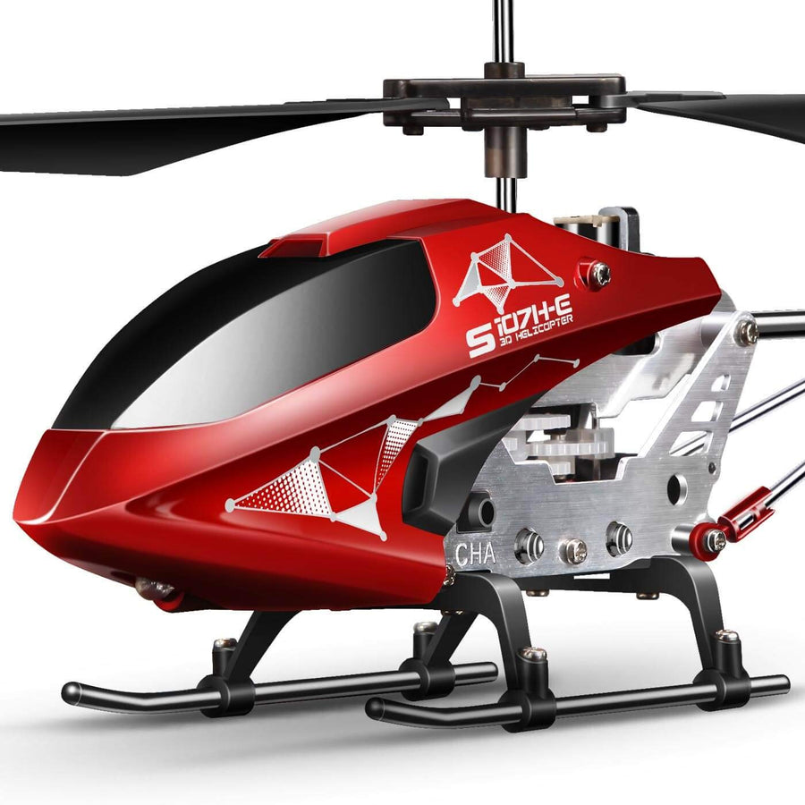 Remote Control Helicopter, S107H-E Aircraft with Altitude Hold, One Key take Off/Landing, 3.5 Channel, Gyro Stabilizer and High &Low Speed, LED Light for Indoor to Fly for Kids and Beginners(Red)