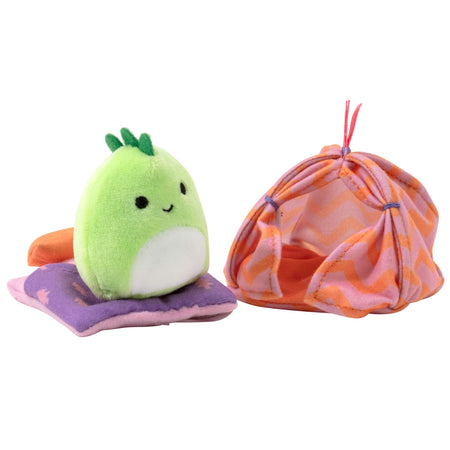 Squishville by Squishmallows Mini Plush Room Accessory Set, Camping, 2” Danny Soft Mini-Squishmallow and 2 Plush Accessories, Marshmallow-Soft Animals, Camping Toys