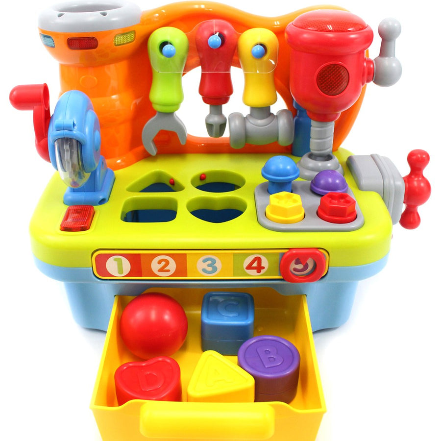 CifToys Musical Learning Workbench Toy for Kids Construction Work Bench Building Tools with Sound Effects & Lights Engineering Pretend Play