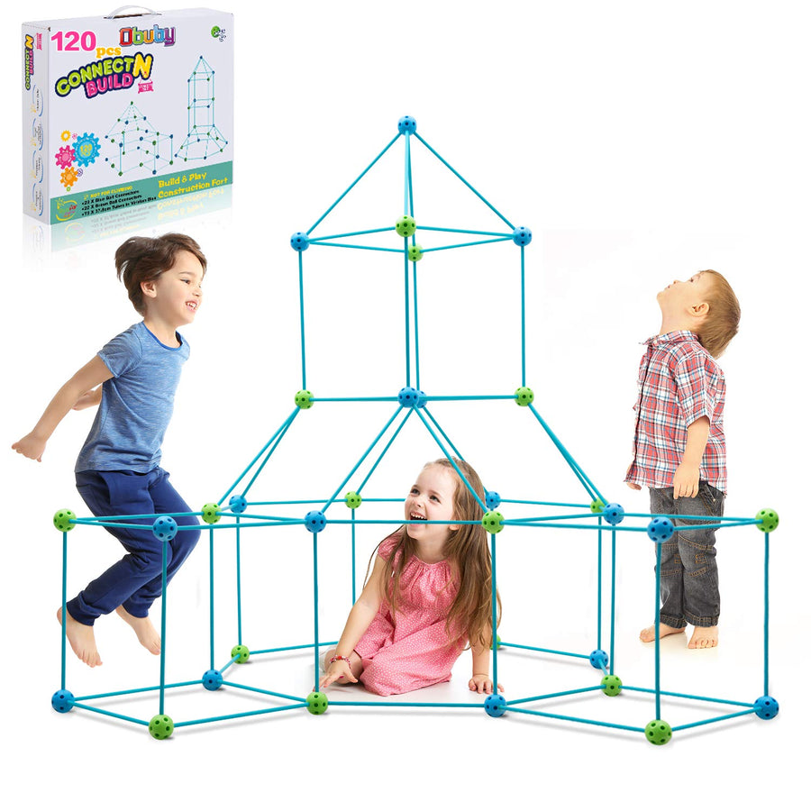 Obuby Kids Fort Building Kit 120 Pieces Construction STEM Toys for 5 6 7 8 9 10 11 12 Years Old Boys and Girls Ultimate Forts Builder Gift Build DIY Educational Learning Toy for Indoor & Outdoor