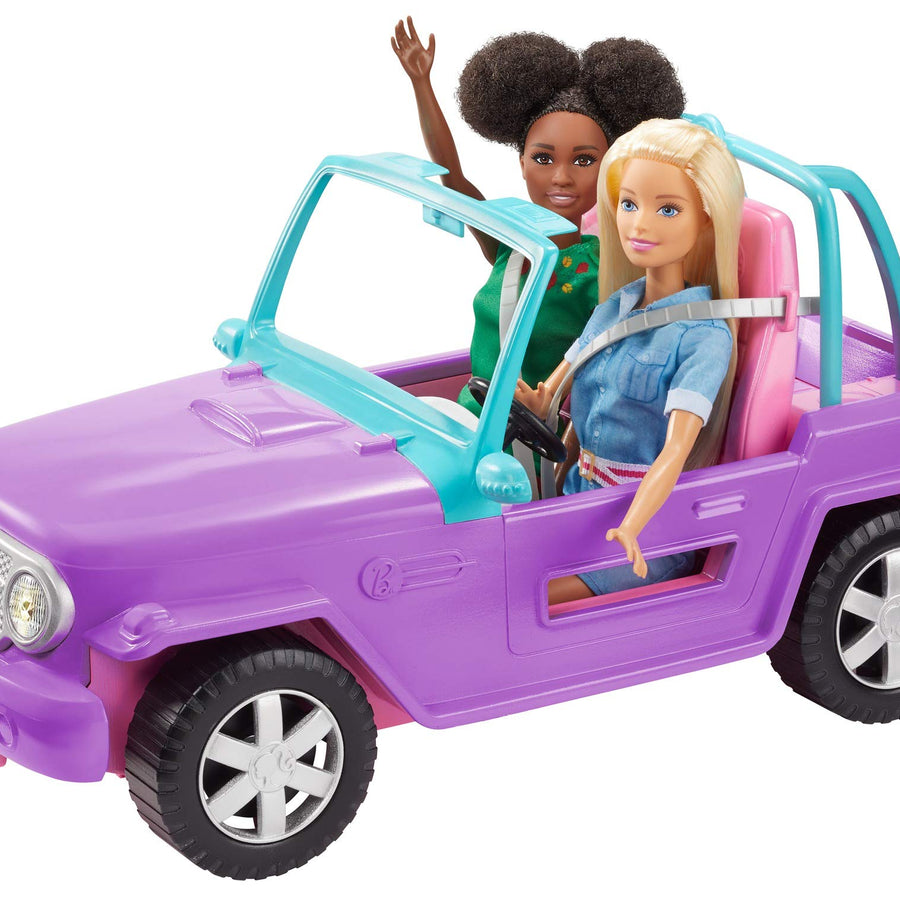 Barbie Off-Road Vehicle, Purple with Pink Seats and Rolling Wheels, 2 Seats, Gift for 3 to 7 Year Olds
