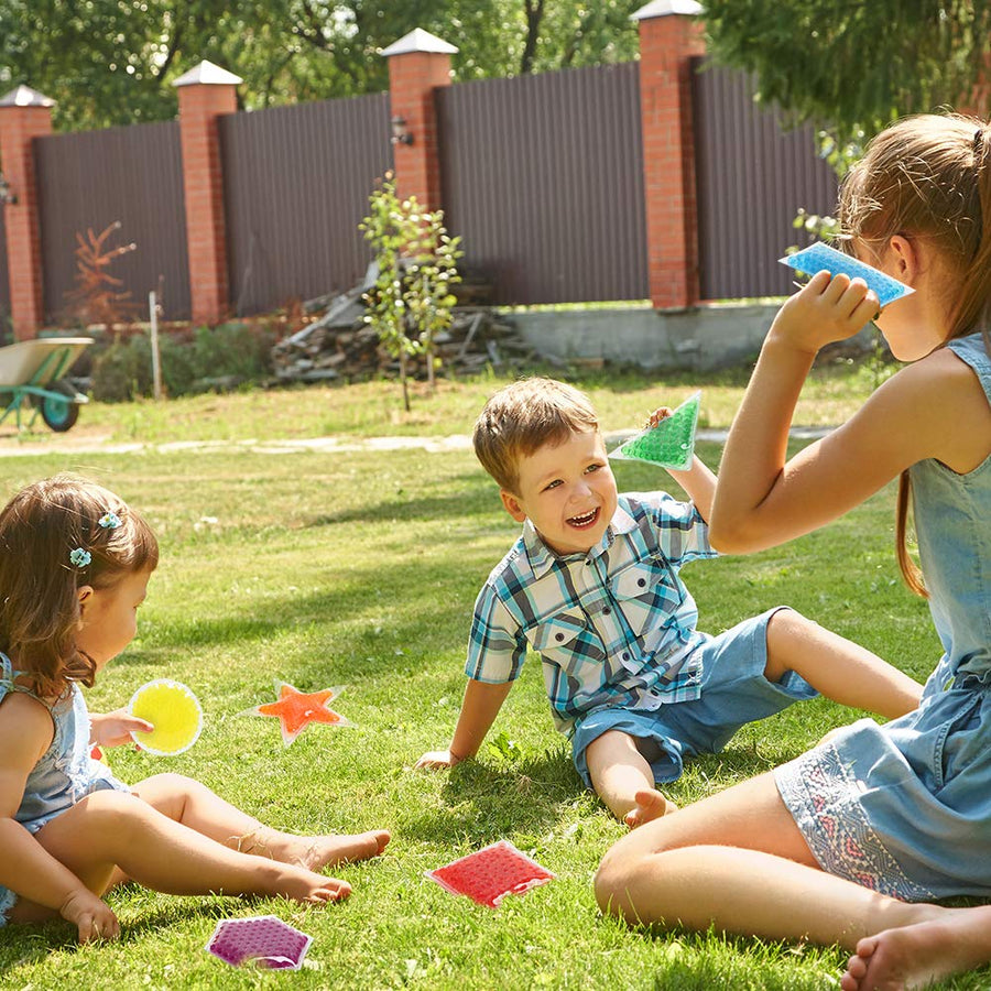 Sensory Water Beads Toy for Kids 6 Pack, Shapes Learning Toy for Toddlers, Fidget Stress Balls for Autism/ Anxiety Relief for Adults,Bean Bags Great for Cornhole Tossing Carnival Backyard Outdoor Game
