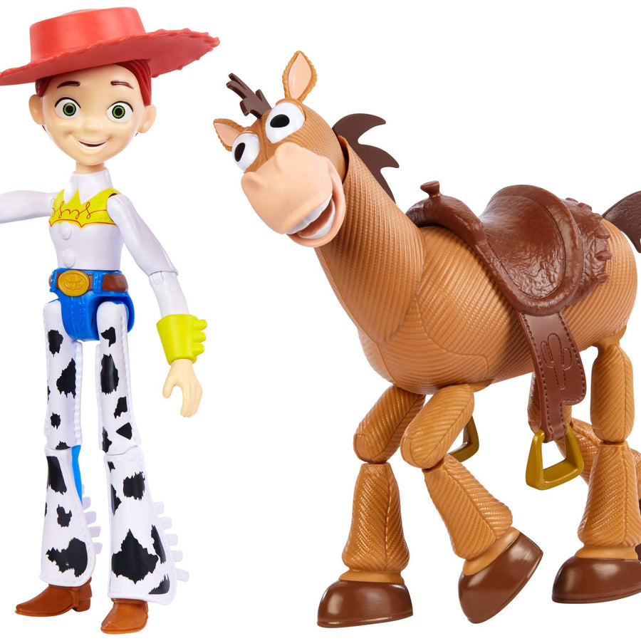 Disney and Pixar Toy Story Jessie and Bullseye 2-Pack Character Figures in True to Movie Scale, Posable with Signature Expressions for Storytelling and Adventure Play, Child's Gift Ages 3 and Up