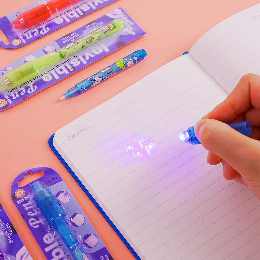 Invisible Ink Pen 24Pcs Spy Pen with UV Light Magic Marker Kid Pens for Secret Message and Birthday Party,Writing Secret Message for Easter Day Halloween Christmas Party Bag Gift
