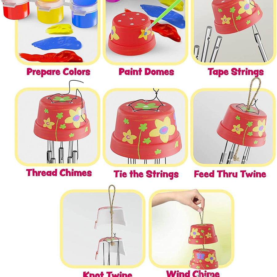 Wind Chime Making & Painting Kit - Arts and Crafts Gift for Girls & Boys Ages 4, 5, 6, 7, 8, 9, 10 -12 - Birthday & Christmas Gifts for Kids - Kid Art & Craft Kits - DIY Stuff for Girl Age 4-12