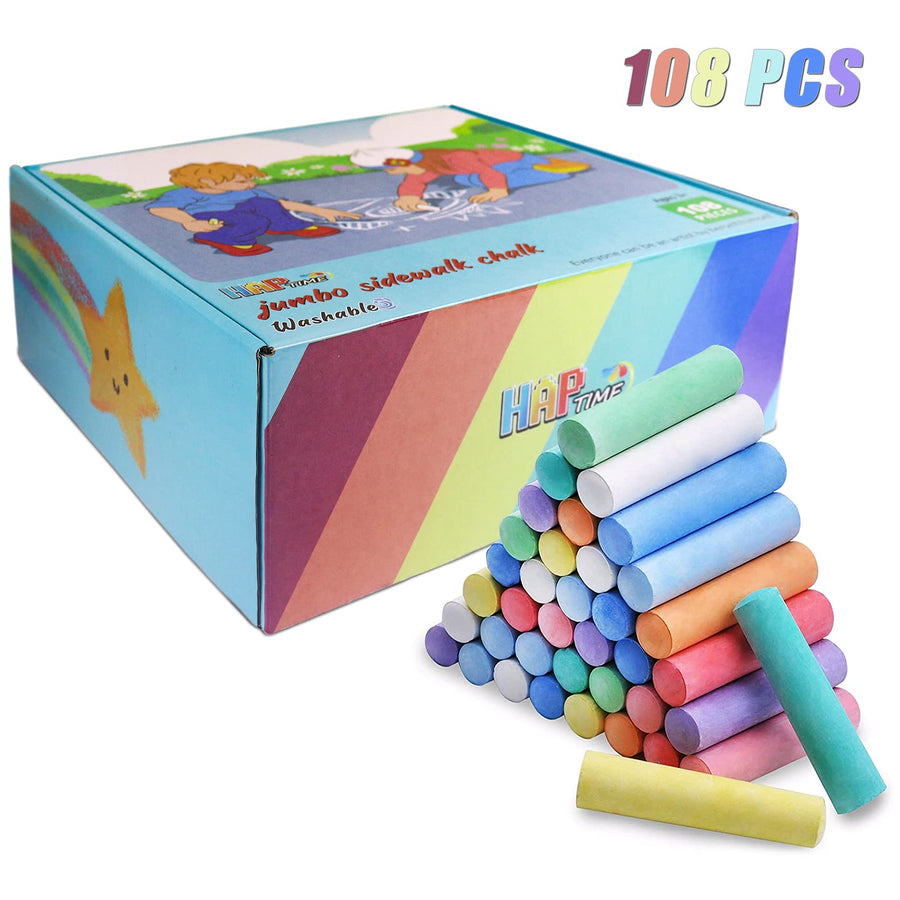 Sidewalk Chalk Painting, Jumbo Chalk Present for Kids, Sidewalk Painting Outdoor Art Kid Chalk, Washable Chalk, Bulk Sidewalk Chalk Sets 108 Pcs.