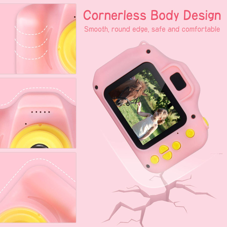Rindol Toys for 4-9 Year Old Girls,Kids Camera Compact for Child Little Hands, Smooth Shape Toddler Camera,Best Birthday Gifts for 4 5 6 7 8 9 Year Old Girls with 16GB Memory Card