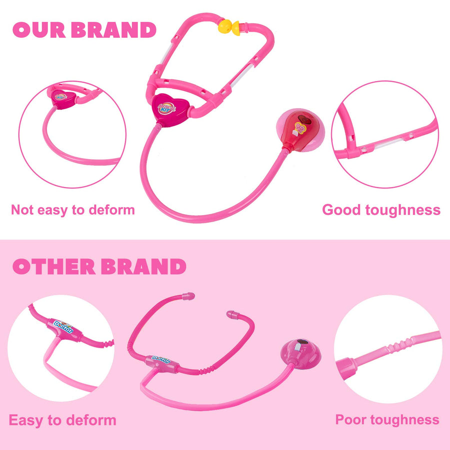 Durable Doctor Kit for Kids, 23 Pieces Pretend Play Educational Doctor Toys, Dentist Medical Kit with Stethoscope Doctor Role Play Costume, Doctor Set Toys for Toddler Girls 3 4 5 6 7 8 Years Old