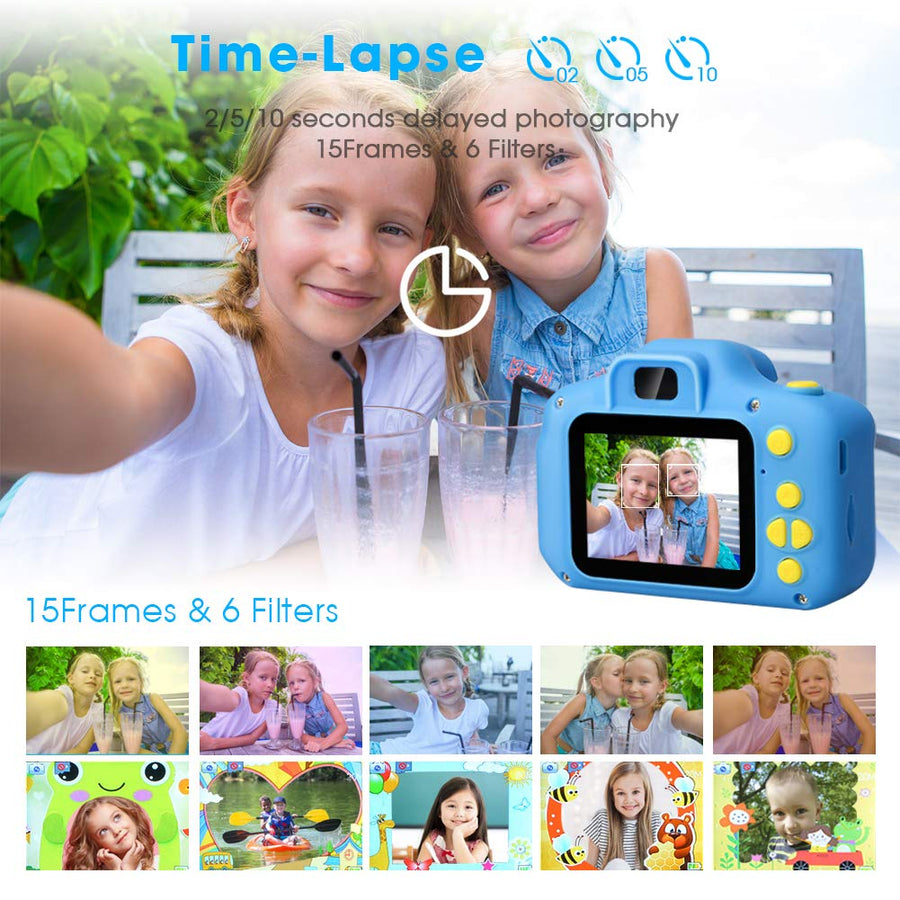 Desuccus Kids Camera Toddler Toys Christmas Birthday Gifts for Boys and Girls Kids Toys 3-9 Year Old HD Video Digital Video Camera for Toddler 5 Puzzle Games with 32GB SD Card (Blue)