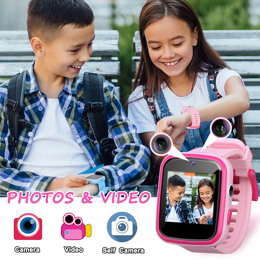 Vakzovy Kids Smart Watch Girls, Gifts for 3-10 Year Old Girls Dual Camera Touchscreen Smart Watch for Kids with Music Player, Educational Toys Toddles Birthday Gift for Girls Ages 6 7 8