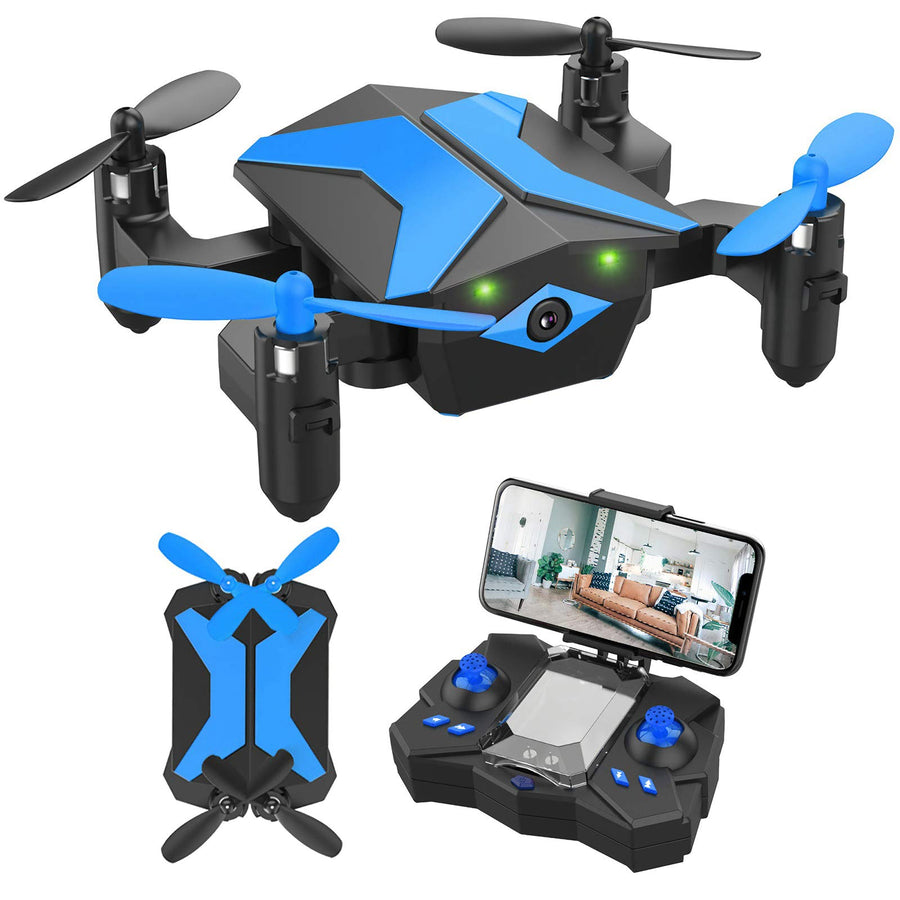 Drone with Camera Drones for Kids Beginners, RC Quadcopter with App FPV Video, Voice Control, Altitude Hold, Headless Mode, Trajectory Flight, Foldable Kids Drone Boys Gifts Girls Toys-Light Blue