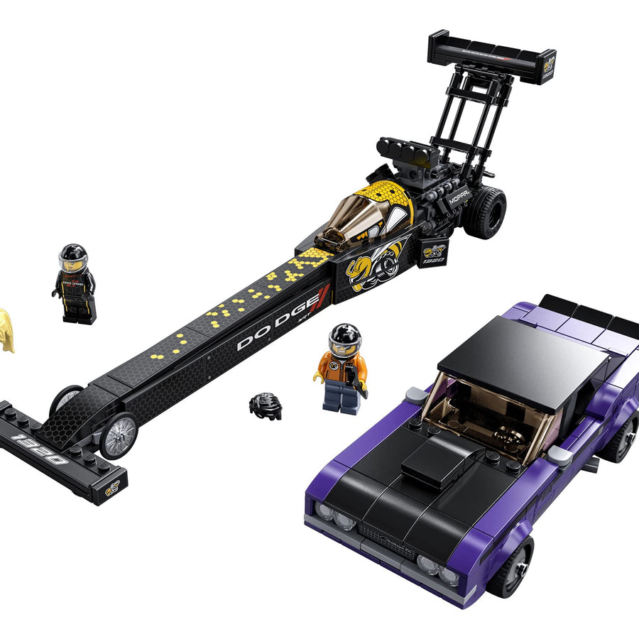 LEGO Speed Champions Mopar Dodge//SRT Top Fuel Dragster and 1970 Dodge Challenger T/A 76904 Building Toy; New 2021 (627 Pieces)