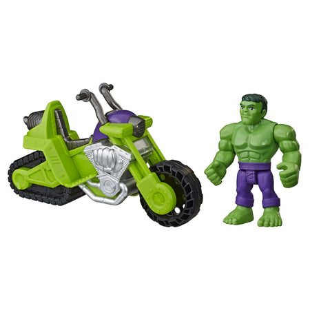 Super Hero Adventures Playskool Heroes Marvel Hulk Smash Tank, 5-Inch Figure and Motorcycle Set, Toys for Kids Ages 3 and Up