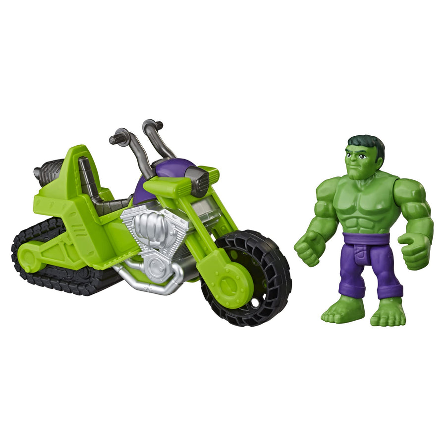 Super Hero Adventures Playskool Heroes Marvel Hulk Smash Tank, 5-Inch Figure and Motorcycle Set, Toys for Kids Ages 3 and Up