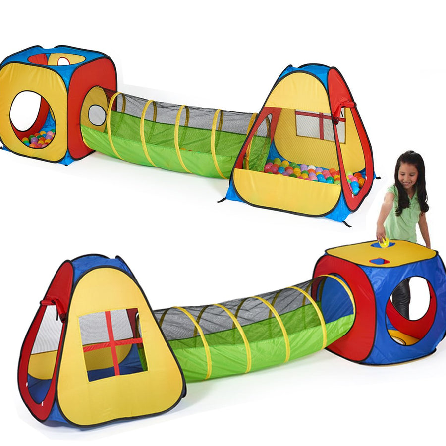 UTEX 3 in 1 Pop Up Play Tent with Tunnel, Ball Pit for Kids, Boys, Girls, Babies and Toddlers, Indoor/Outdoor Playhouse