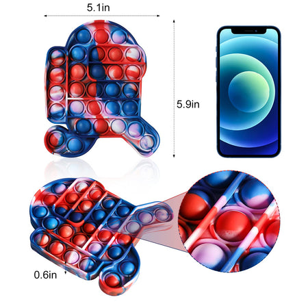 3 Pack Among Pop its it us Push Bubble Fidget Toys, LIMURU Popper tie dye Silicone Toys, Cheap Stress Reliever for ADHD Autism Special Needs, Squeeze Sensory Toy for Kids Adults