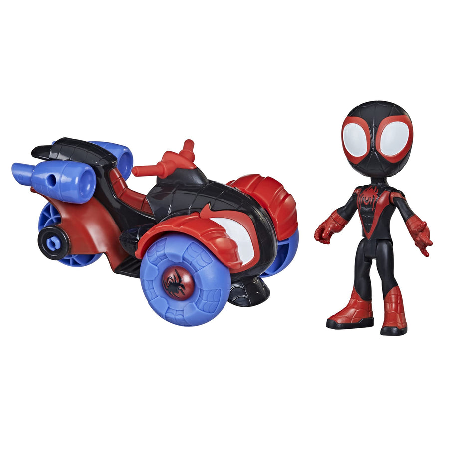 Marvel Spidey and His Amazing Friends Miles Morales Action Figure and Techno-Racer Vehicle, for Kids Ages 3 and Up
