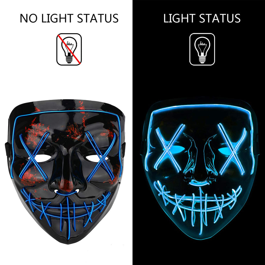 Poptrend Halloween Mask LED Light up Mask for Festival Cosplay Halloween Costume Masquerade Parties,Carnival,Gifts (Blue)