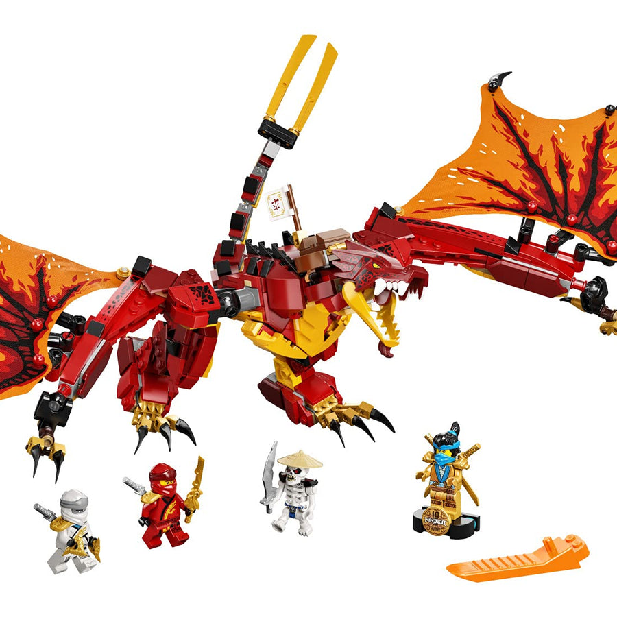 LEGO NINJAGO Legacy Fire Dragon Attack 71753 Ninja Playset Building Kit, Featuring a Flying Dragon Toy; New 2021 (563 Pieces)
