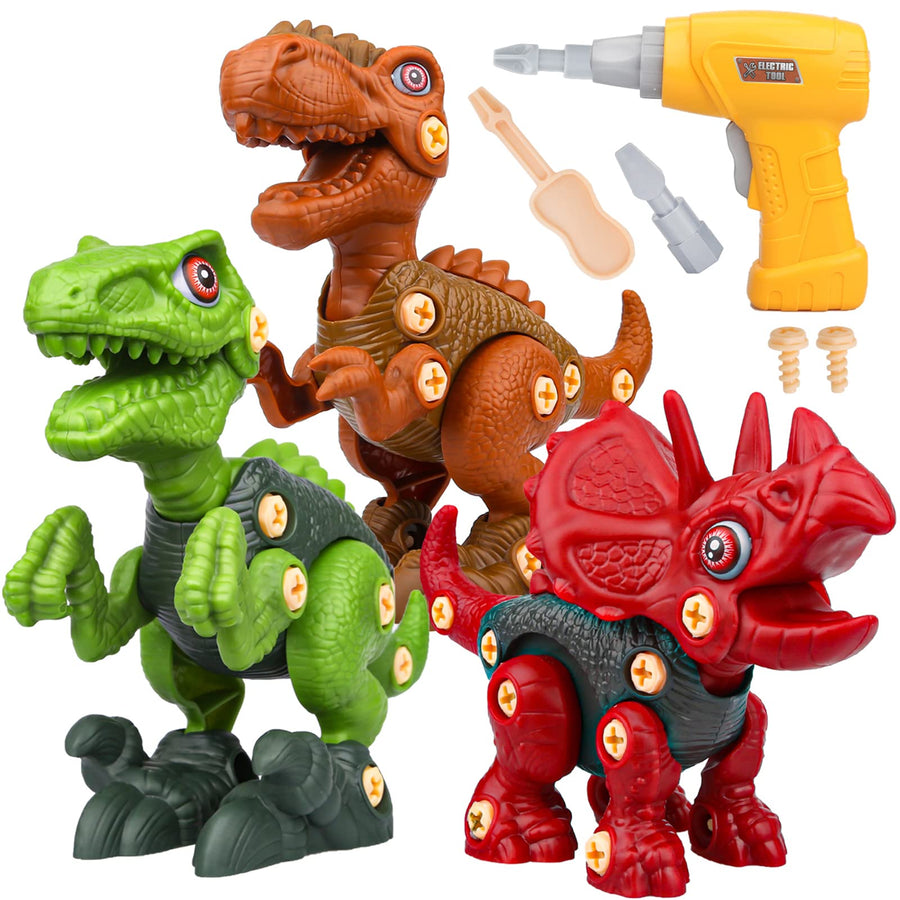Sanlebi Toy for 4 5 6 Year Old Boys Take Apart Dinosaur Toys for Kids Building Toy Set with Electric Drill Construction Engineering Play Kit STEM Learning for Boys Girls Age 3 4 5 Year Old