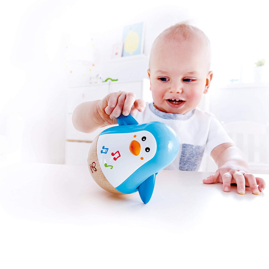 Hape Penguin Musical Wobbler | Colorful Wobbling Melody Penguin, Roly Poly Toy for Kids 6 Months+, Multicolor, 5'' x 2'' (E0331)