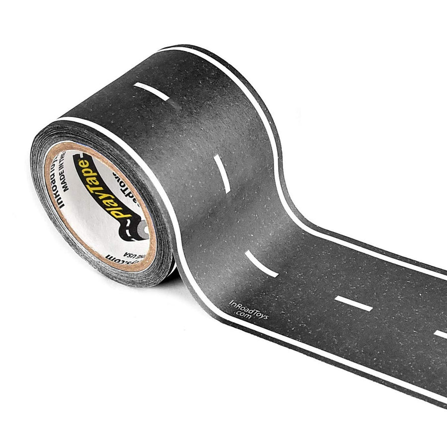 PlayTape Black Road - Road Car Tape Great for Kids, Sticker Roll for Cars Track and Train Sets, Stick to Floors and Walls, Quick Cleanup, Children Toys (30 Inch by 2 Inch - Pack of 1, Black)
