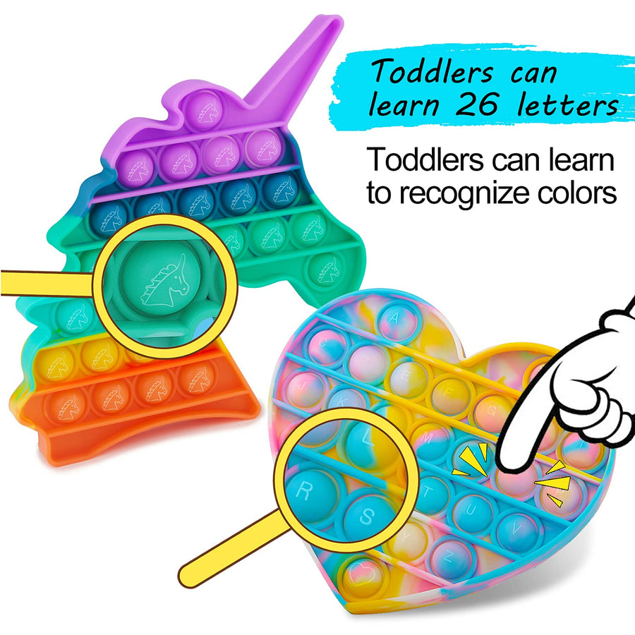 TLORIEO Pop Fidget Toy, Push Bubble Pop Fidget Toy, 4 Pack Silicone Sensory Toys, Autism Learning Materials for Anxiety & Stress Relief, Relieve Emotional for Kid Adult