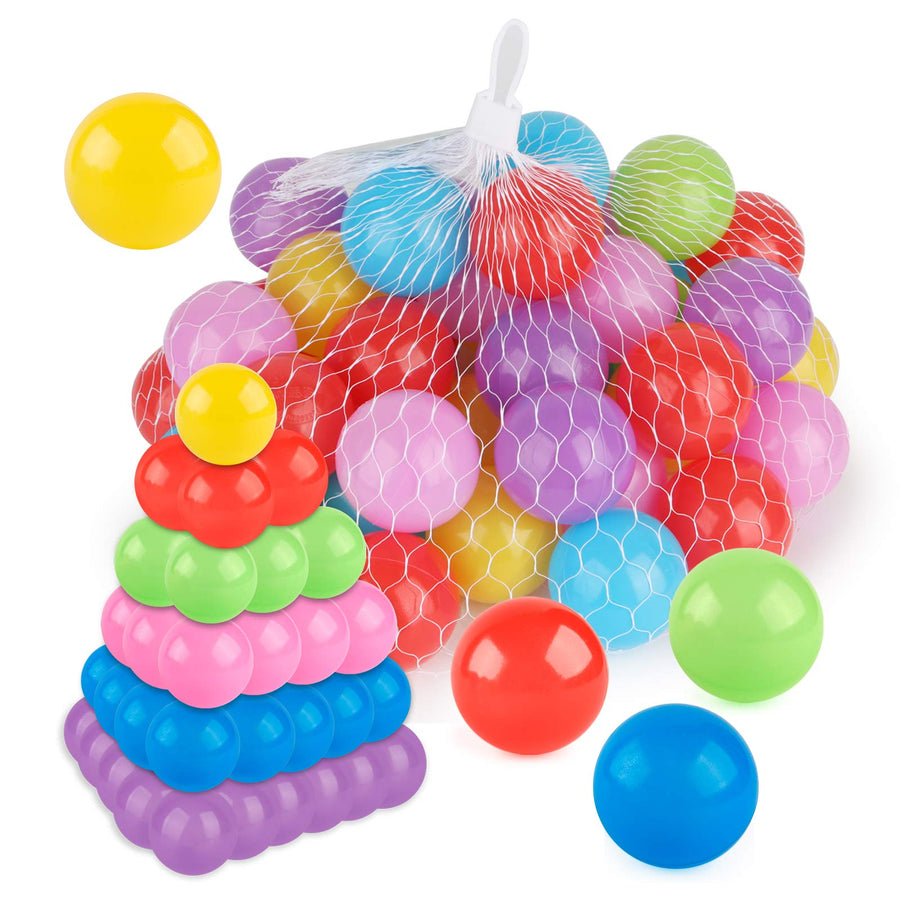 Coogam Pit Balls Pack of 50 - BPA Free 6 Color Hollow Soft Plastic Ball for Kids Birthday Pool Tent Party Favors Summer Water Bath Toy (6CM)