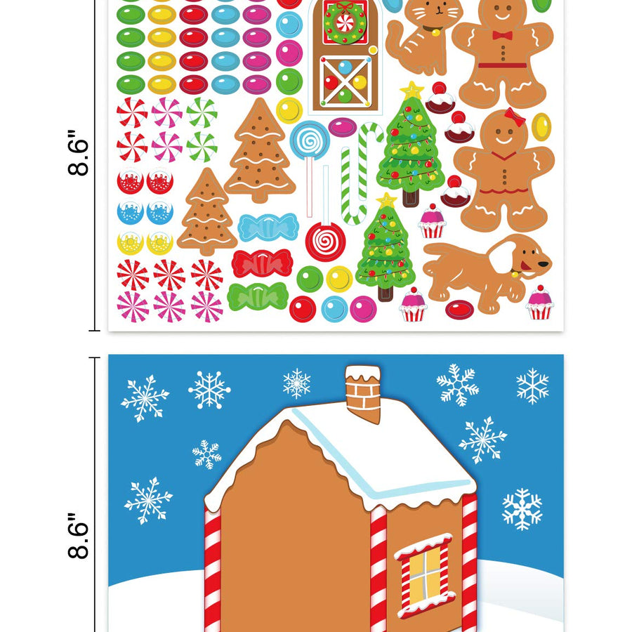 Make-a-Gingerbread House Stickers for Kids - Christmas Party Game/Craft/Activity/Favor/Supplies - 13 Finished Products