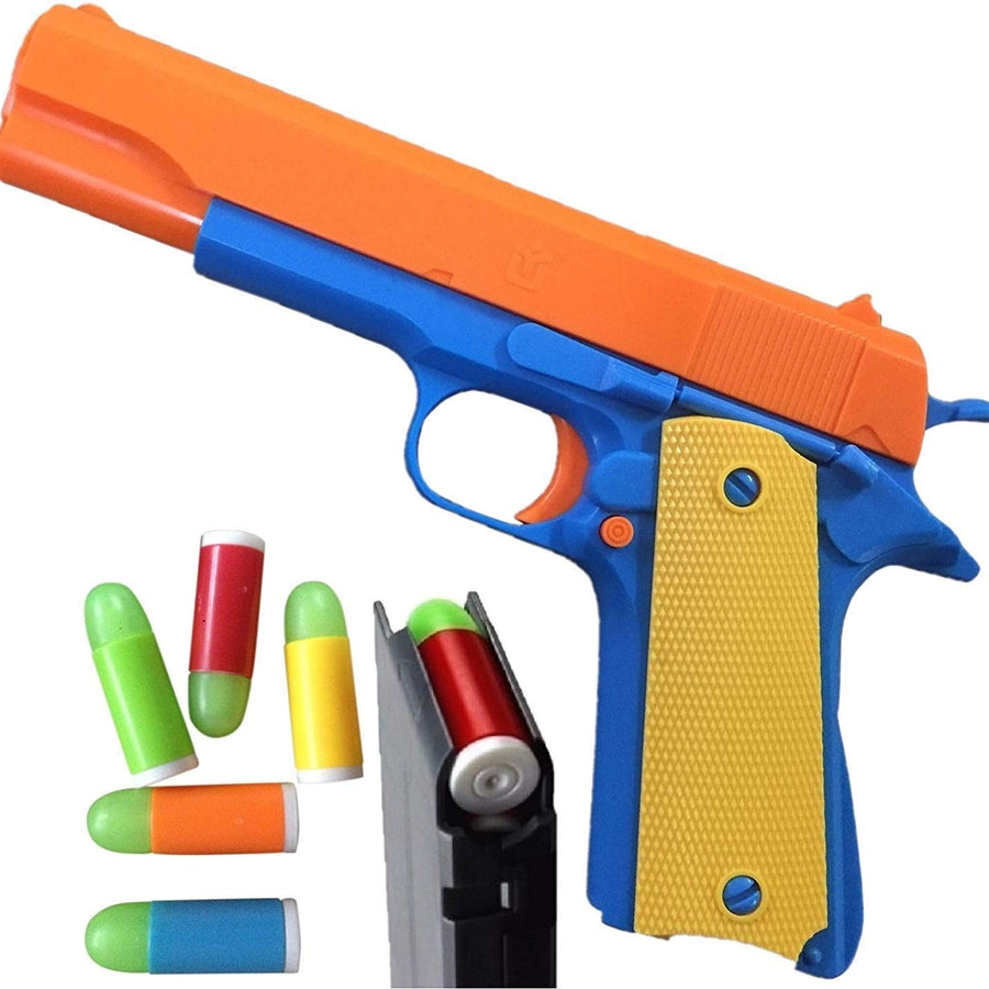Colt 1911 Toy Gun with Ejecting Magazine and Glow Tip Bullets - Style of M1911 with Slide Action Orange Barrel for Safety Training or Play - Unique Gift Intended for Fun, Not Distance or Accuracy