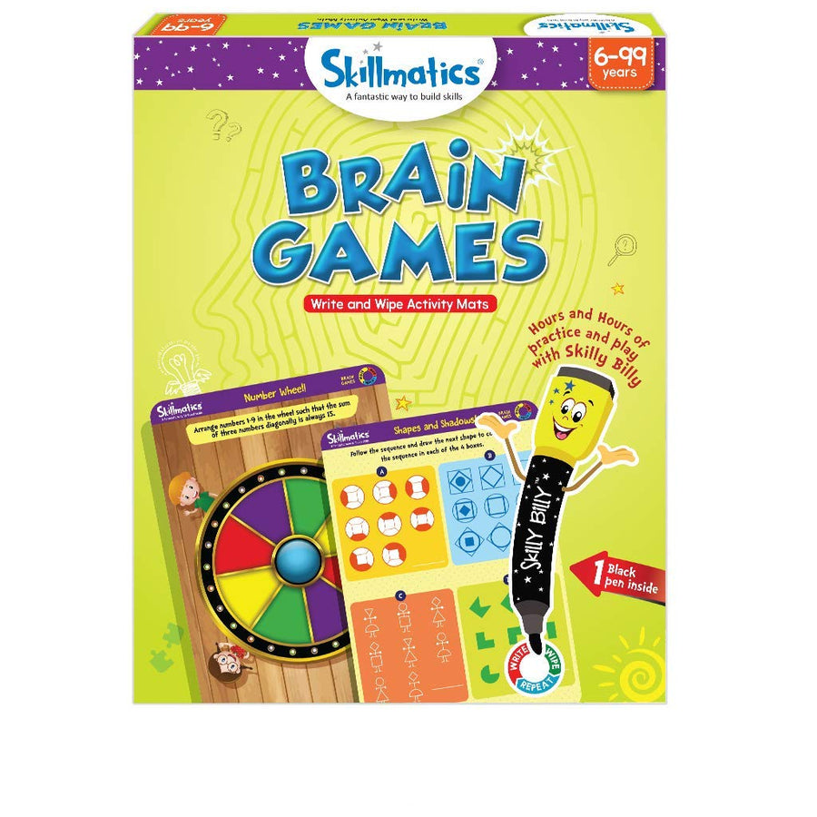 Skillmatics Educational Game: Brain Games | Reusable Activity Mats with Dry Erase Marker | Gifts, Travel Toy & Learning Tools for Ages 6 and Up