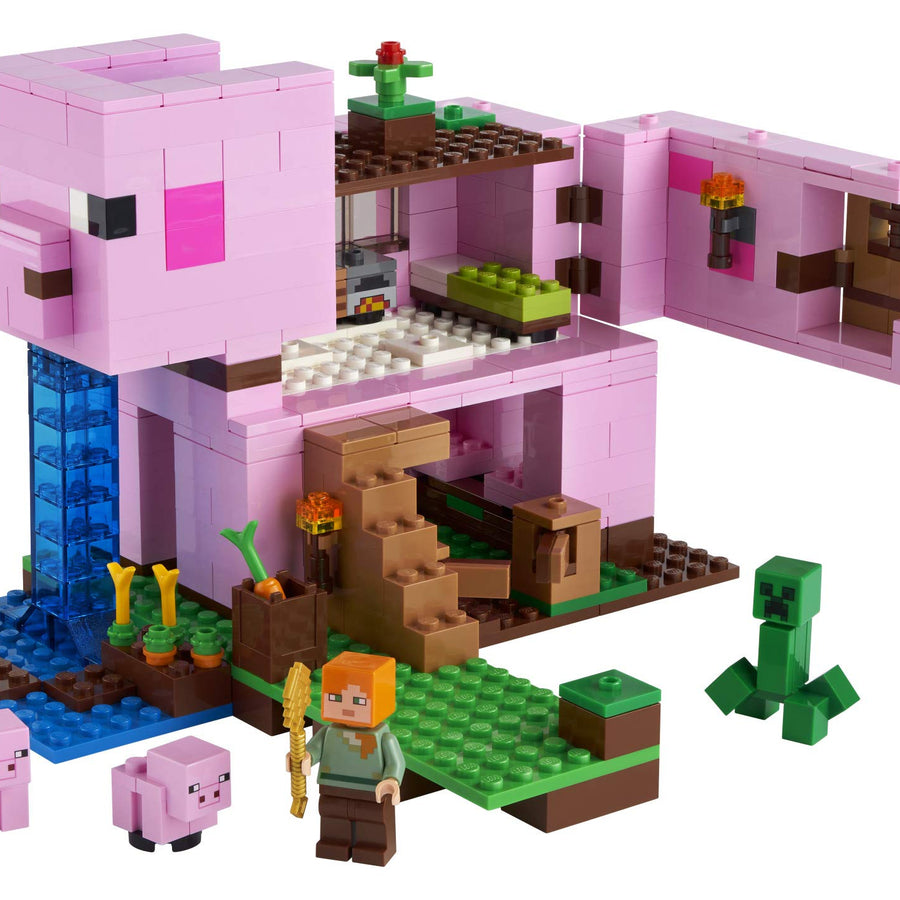 LEGO Minecraft The Pig House 21170 Minecraft Toy Featuring Alex, a Creeper and a House Shaped Like a Giant Pig, New 2021 (490 Pieces)