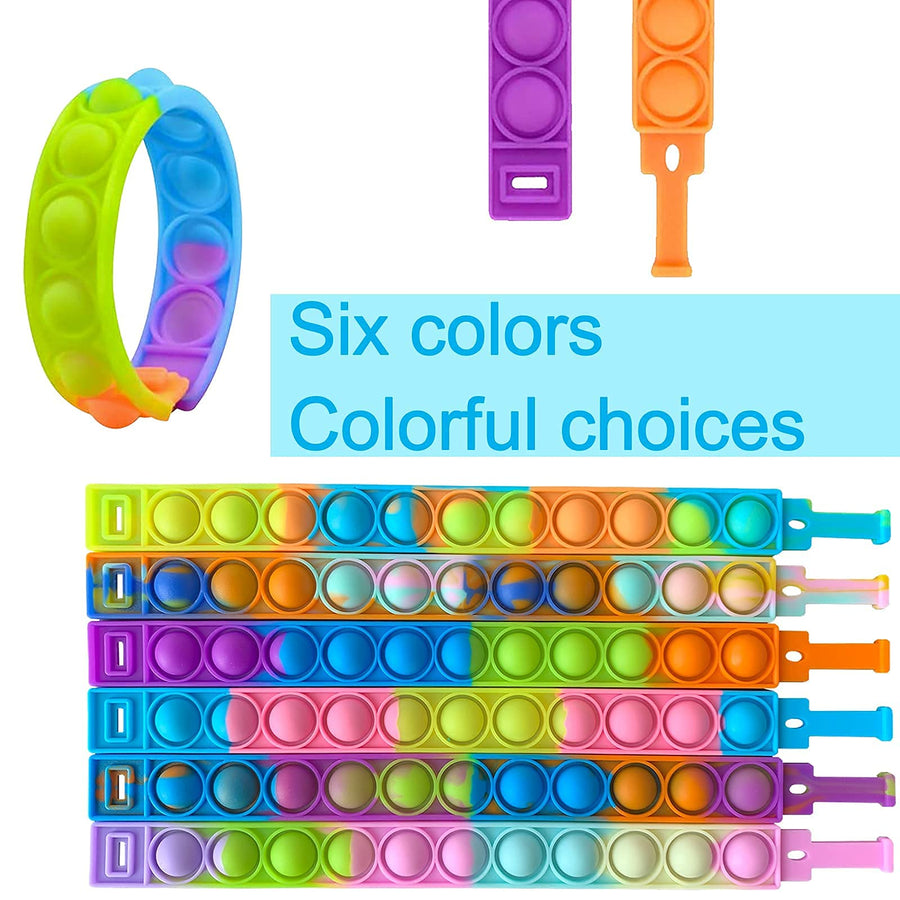 12PCS Push Pop Fidget Toy Fidget Bracelet, Durable and Adjustable, Multicolor Stress Relief Finger Press Bracelet for Kids and Adults ADHD ADD Autism (Option 1)