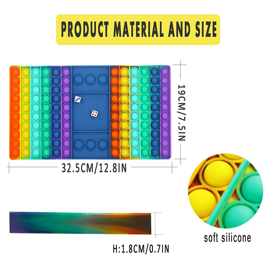 Wuximde Big Size Push Game Fidget Toy, Huge Rainbow Chess Board Push Bubble Popper Fidget Sensory Toys for Parent-Child Time, Interactive Jumbo Stress Relief Figetget Toy to Play with Friends