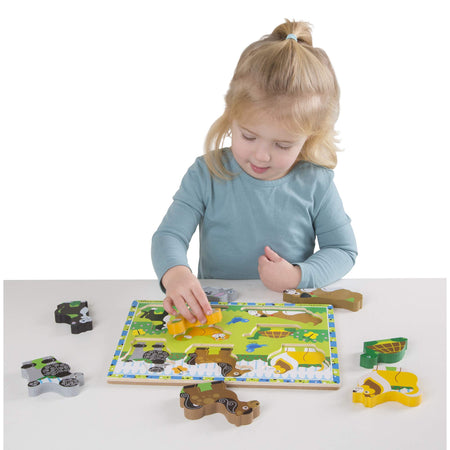 Melissa & Doug Wooden Chunky Puzzles Set - Farm and Pets