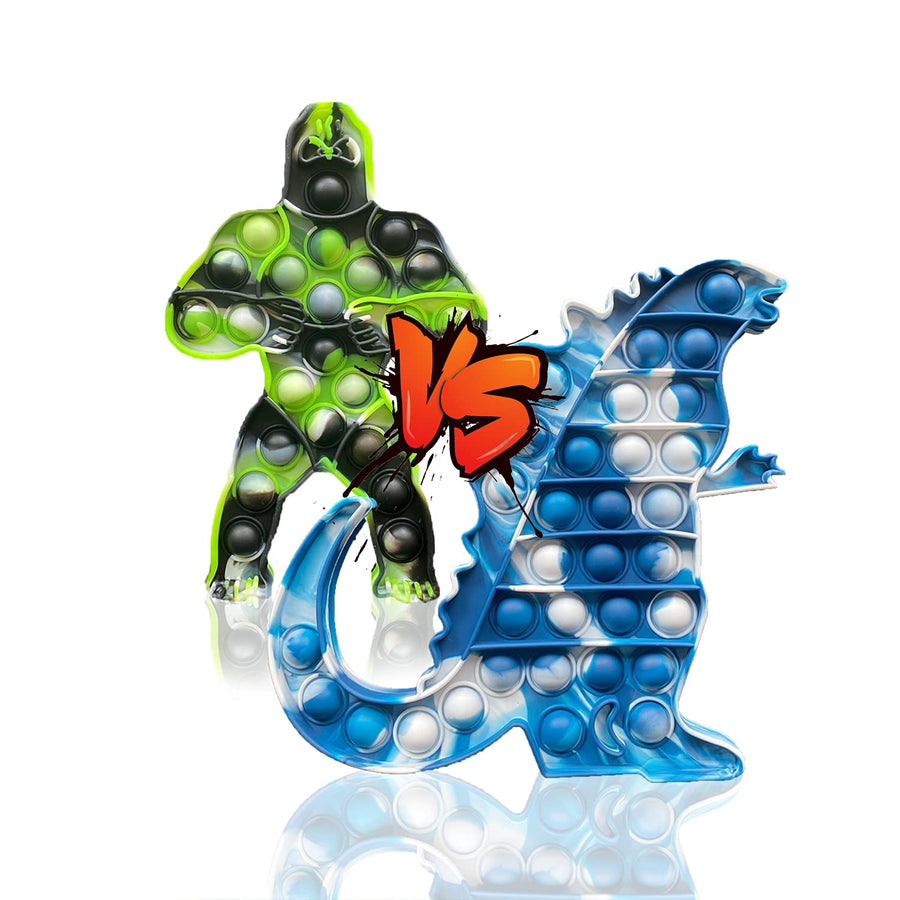 QDASZZ 2Pcs Big Size Godzilla vs King Kong Push Pop Fidget Toys,Autism Special Needs Stress Reliever - Great for The Old and The Young (C-03)