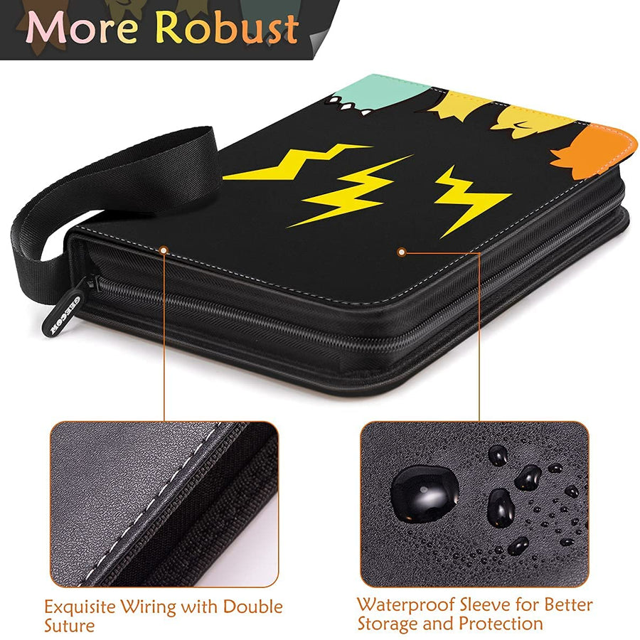 Geecow 4-Pocket Trading Card Binder, Fits 400 Cards with 50 Removable Sleeves, Card Collector Album Holder, Toys Gifts for Kids (Black)