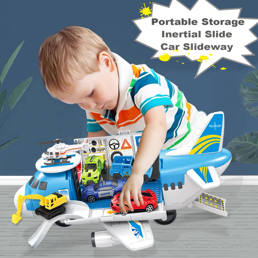 GUDEHOLO Airplane Toy, Transport Cargo Airplane Car Toy Play Set for 3 4 5 Year Old Boy and Girls, Take Apart Plane Aeroplane Toys, Gift for Kids