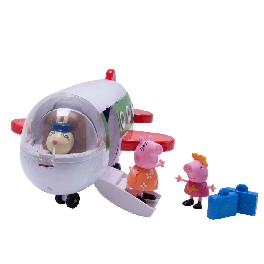 Peppa Pig Holiday Plane Vehicle Playset, 5 Pieces - Includes Talking Airplane, Peppa and Mummy Pig Figures & Suitcases - Toy Gift for Kids - Ages 3+