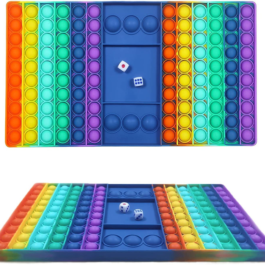 MOORAY Big Size Fidget Toys, Silicone Rainbow Chess Board Push Pop Fidget Toy,Stress Relief Sensory Toys for Autistic Children and Anxiety Adults(Rectangle-a)