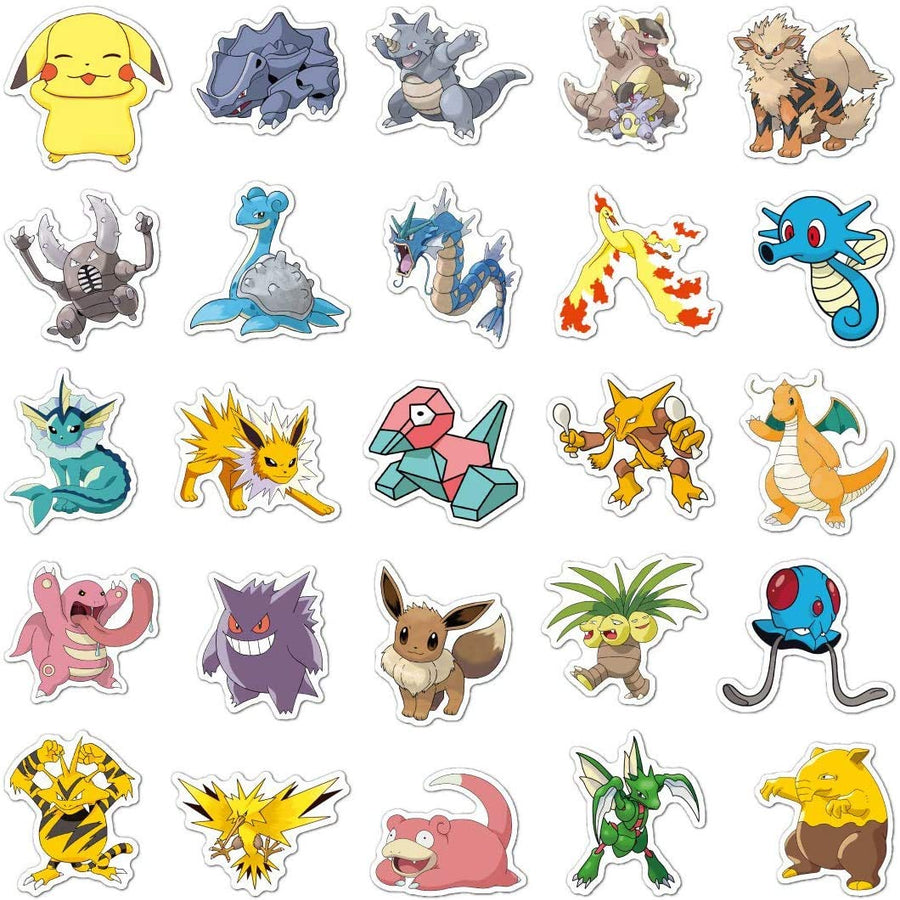 Pokemon Stickers 100pcs Pikachu Cool Stickers for Hydroflask Water Bottles, Pokemon Sticker for Kids,Adults