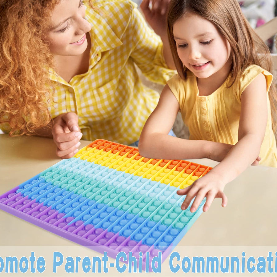 256 Bubble Giant Pop Poppers it Fidget Toy Gifts for Kids Teens , Jumbo Huge Extra Large Mega Big Push Bubble popping Pops Popper its Popitsfidgets Sensory Gigantic Oversized Popits Rainbow Sqaure