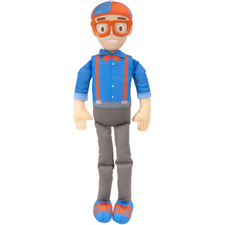 Blippi Bendable Plush Doll, 16” Tall Featuring SFX - Squeeze The Belly to Hear Classic catchphrases - Fun, Educational Toys for Babies, Toddlers, and Young Kids