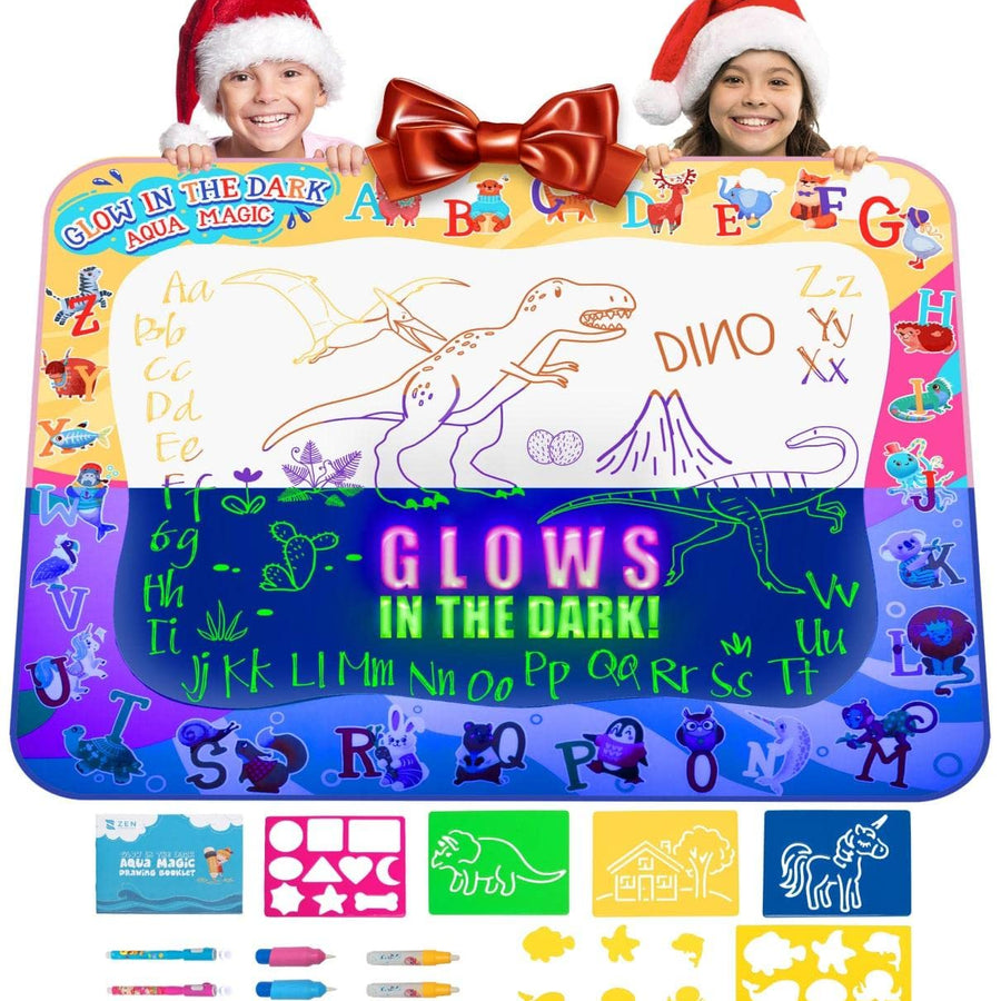 Kids Water Doodle Drawing Pad Mat Gift Toy Aqua Magic Board Set for Toddlers, Painting Coloring Writing Kit - Educational Tablet Toys for Girls Boys Age 3 - 12 Years, Mess Free Pens Markers