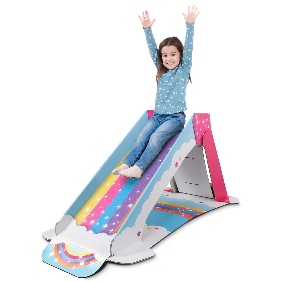 WowWee Kids Slide Indoor – Playground for Toddlers – StrongFold Technology Cardboard Toddler Slide by Pop2Play (Rainbow)