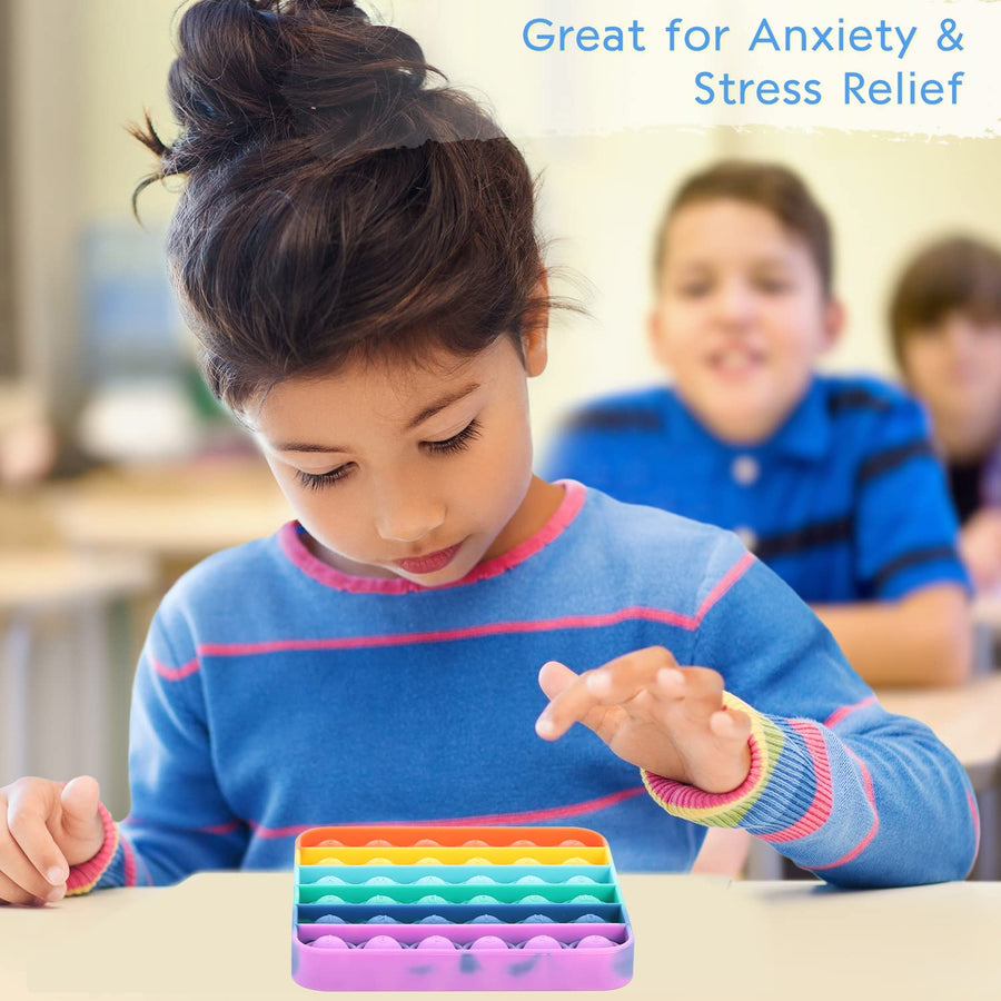 ASONA Pop Fidget Toys Rainbow 3 Pack Push Popper Bubbles with Popping Sound for Toddler Kids Child, Circle Square Octagon Pop Pop Silicone Sensory Toy Anxiety Stress Reliever Autism Toy for Car Travel