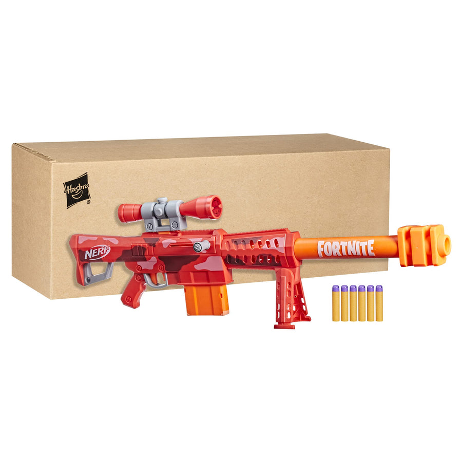 NERF Fortnite Heavy SR Blaster, Longest Fortnite Blaster Ever, Removable Scope, Bolt Action, 6 Official Mega Darts, 6-Dart Clip