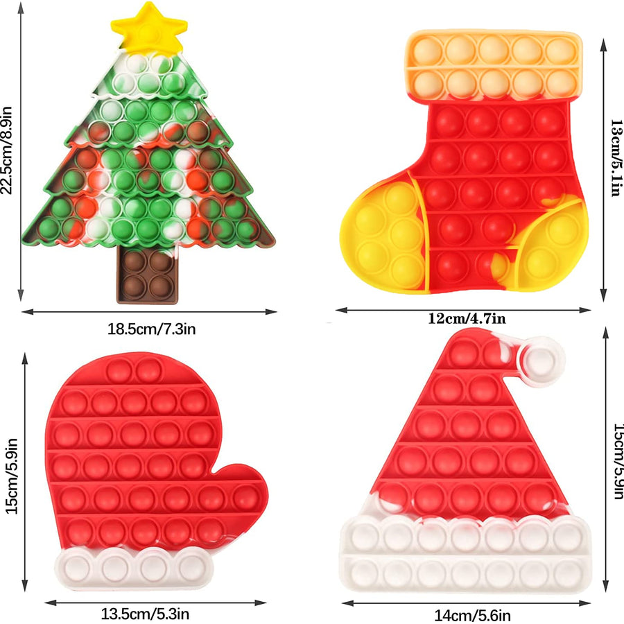 BINGLALA 6Pcs Pop Christmas Push Bubble Sensory Fidget Toys Simple Dimple Fidget Popper Tie Dye Christmas Pop Gift for Kids Christmas Set for Kids Adults (Christmas Set)