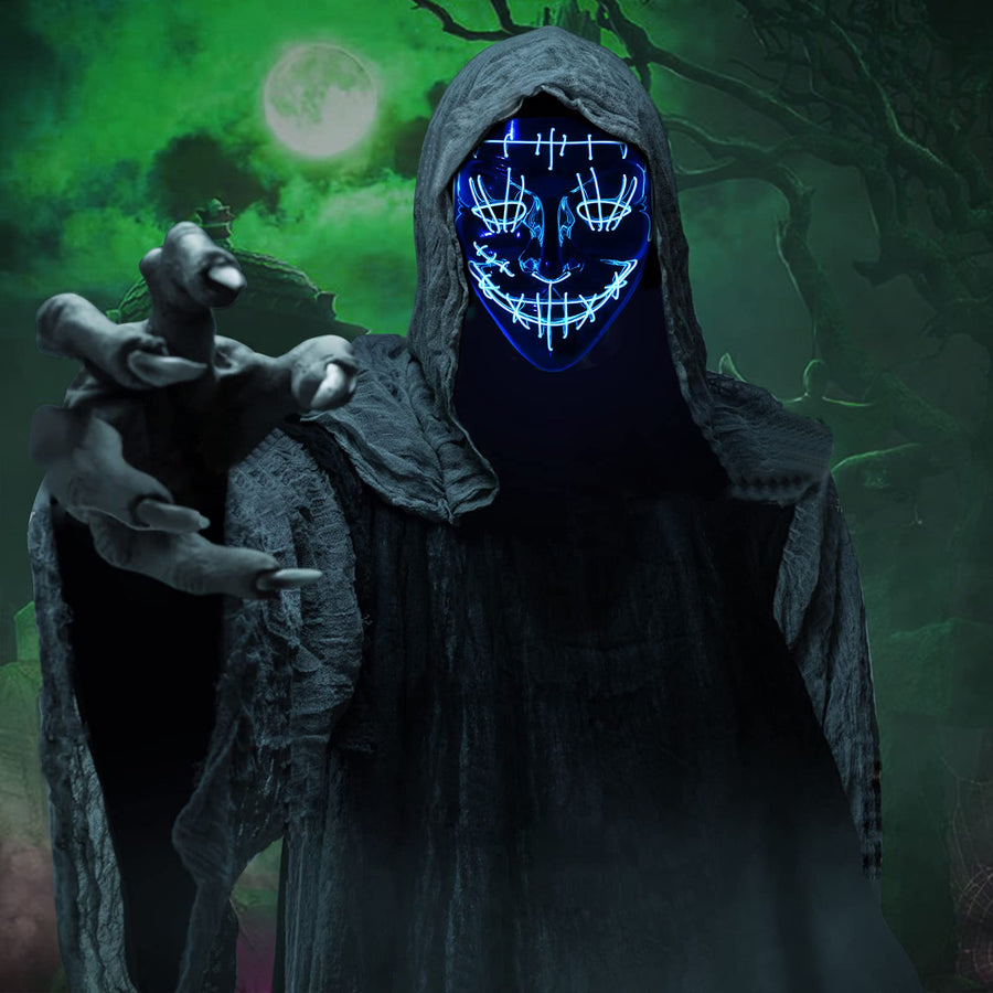 Dodosky Scary Mask, Led Light Up Mask Halloween Mask Cosplay Mask Purge Mask for Halloween Festival Party